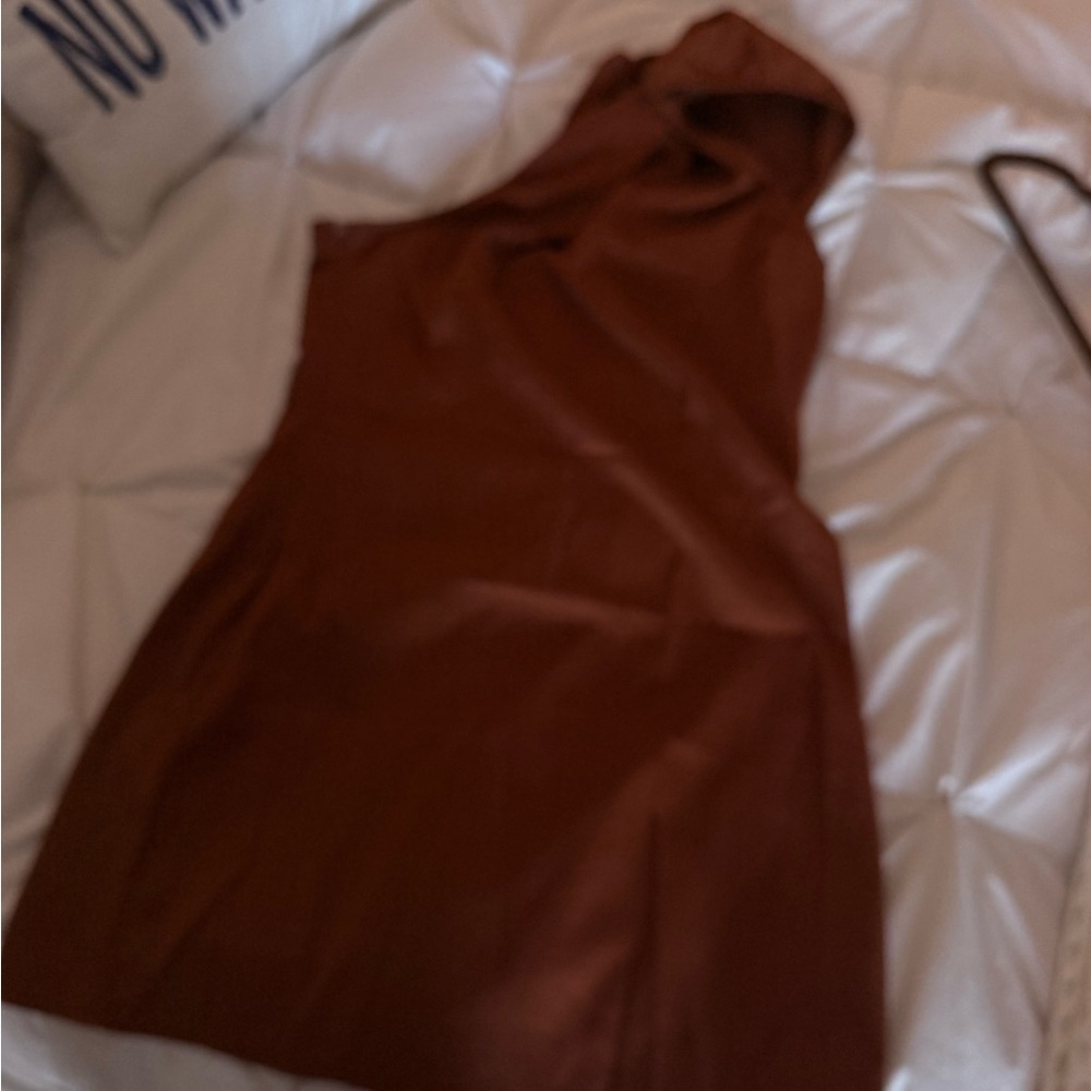 Elegant Brown One-Shoulder Dress